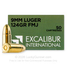 9mm - 124 Grain FMJ - Excalibur - 50 Rounds