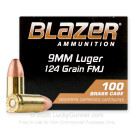 9mm - 124 Grain FMJ - Blazer Brass - 100 Rounds