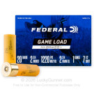 20 Gauge - 2-3/4" 1 oz. #7-1/2 Shot - Federal Game Shok Hi-Brass - 25 Rounds