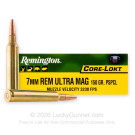 7mm Remington Ultra Magnum - 150 Grain PSP - Remington Core-Lokt - 20 Rounds