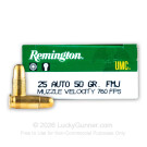 25 ACP - 50 Grain MC - Remington UMC - 500 Rounds