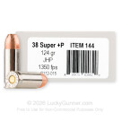 38 Super - 124 Grain JHP - Underwood - 20 Rounds