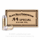 44 Special - 210 Grain Lead Flat Point - Black Hills Ammunition - 50 Rounds