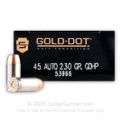 45 ACP - 230 Grain JHP - Speer Gold Dot LE - 50 Rounds 