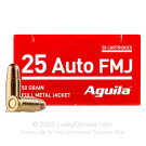25 ACP - 50 gr FMJ - Aguila - 50 Rounds