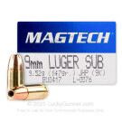 9mm - 147 gr JHP Subsonic - Magtech - 50 Rounds