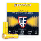 20 Gauge - 2-3/4" 3/4 oz #7.5 Low Recoil Target Load - Fiocchi - 25 Rounds