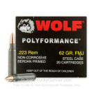 223 Rem - 62 gr FMJ - Wolf WPA Polyformance- 500 Rounds