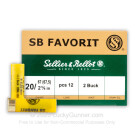 20 Gauge - 2-5/8" 12 Pellet #2 Buckshot - Sellier & Bellot - 250 Rounds