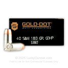 40 S&W - 180 gr JHP - Speer Gold Dot - 50 Rounds 