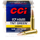17 HMR - 16 Grain JHP - CCI TNT Green - 2000 Rounds