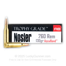 260 Rem - 130 Grain AccuBond - Nosler Trophy Grade - 20 Rounds
