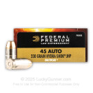 45 ACP - 230 Grain Hydra Shok JHP - Federal Premium - 50 Rounds