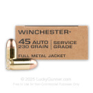 45 ACP - 230 Grain FMJ - Winchester Service Grade - 500 Rounds