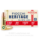 7.62 Tokarev - 85 Grain FMJ - Fiocchi - 50 Rounds