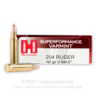 204 Ruger  - 40 Grain V-Max - Hornady Superformance Varmint - 20 Rounds