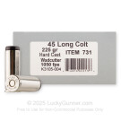 45 Long Colt - 225 Grain Hard Cast Wadcutter - Underwood - 20 Rounds