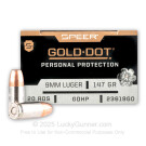 9mm - 147 Grain JHP - Speer Gold Dot  - 20 Rounds
