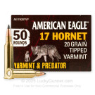 17 Hornet - 20 Grain Polymer Tip - Federal American Eagle Varmint & Predator - 50 Rounds