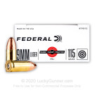 9mm - 115 Grain FMJ - Federal Range. Target. Practice. - 50 Rounds