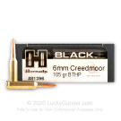 6mm Creedmoor - 105 Grain BTHP - Hornady BLACK - 20 Rounds