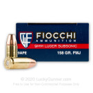 9mm - 158 gr FMJ Sub-Sonic - Fiocchi - 50 Rounds 