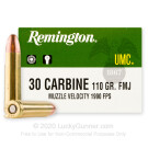 30 Carbine - 110 Grain MC - Remington UMC - 50 Rounds