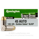 45 ACP - 185 Grain BJHP - Remington Ultimate Defense - 20 Rounds