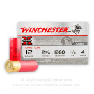 12 Gauge - 2 3/4" 1 1/2 oz. #4 Shot - Winchester Super-X - 100 Rounds