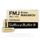 9mm Makarov - 95 Grain FMJ - Sellier & Bellot - 50 Rounds