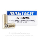 32 S&W Long - 98 Grain Lead Wadcutter - Magtech - 50 Rounds