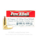 38 Super - +P 100 Grain Pow’RBall - Corbon - 20 Rounds