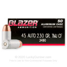 45 ACP - 230 gr TMJ Cleanfire - Blazer - 50 Rounds