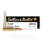7x57mm Mauser - 173 Grain SPCE - Sellier & Bellot - 20 Rounds