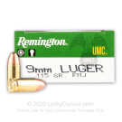 9mm - 115 Grain MC - Remington UMC - 50 Rounds