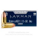 9mm - 115 Grain TMJ - Speer LAWMAN - 1000 Rounds