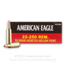 22-250 Rem - 50 Grain JHP -  Federal American Eagle - 20 Rounds