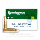38 Special - 130 Grain MC  - Remington UMC - 50 Rounds