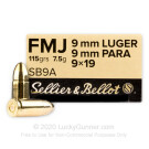 9mm - 115 Grain FMJ - Sellier & Bellot - 1000 Rounds
