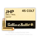 45 Long Colt - 230 Grain JHP - Sellier & Bellot - 50 Rounds