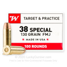 38 Special - 130 Grain FMJ  - Winchester USA - 100 Rounds