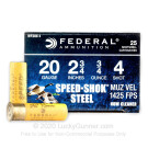 20 Gauge - 2-3/4" 3/4 oz. #4 Steel Shot - Federal Speed-Shok - 250 Rounds