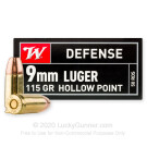 9mm - 115 gr JHP - Winchester USA - 50 Rounds