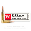 5.56x45 - 55 Grain FMJ M193 - Winchester USA - 1000 Rounds