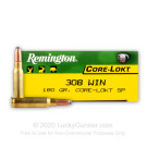 308 - 180 Grain SP - Remington Core-Lokt - 20 Rounds