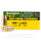 9mm - 115 Grain JHP - Remington HTP - 50 Rounds