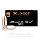 9mm - 147 Grain JHP - Speer Gold Dot LE - 1000 Rounds