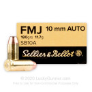 10mm Auto - 180 Grain FMJ - Sellier & Bellot - 1000 Rounds 