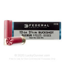 12 Gauge - 2-3/4" 00 Buck - Federal Power Shok - 250 Rounds
