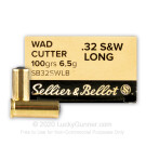 32 S&W Long - 100 gr Lead Wadcutter - Sellier & Bellot - 50 Rounds